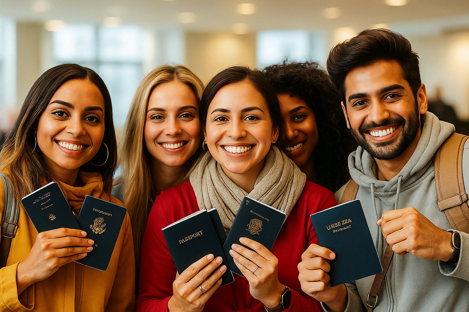 Happy travelers with approved visas